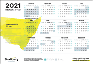 nsw 2021 school calendar holidays public planner wall holiday south